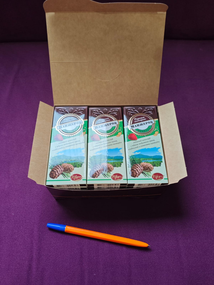  Риф и Ко Шоколадная плитка «Манжерок»(кедровые орехи, клубника, кунжут)  (блок 18шт по 55г)    в Стрежевом